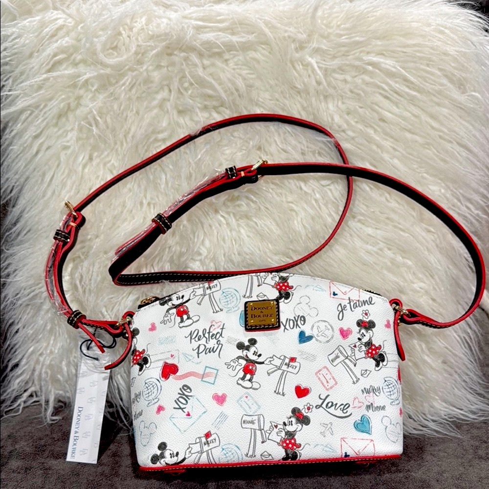 Dooney & Bourke White and Red Disney Mickey&Minnie Crossbody Bag